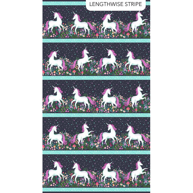 Unicorn Dreams - Charcoal Boarder Stripe