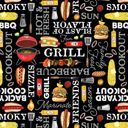 Grill Master - Black Barbecue Words