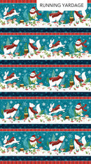 Woodland Wishes Teal Multi Border Stripe