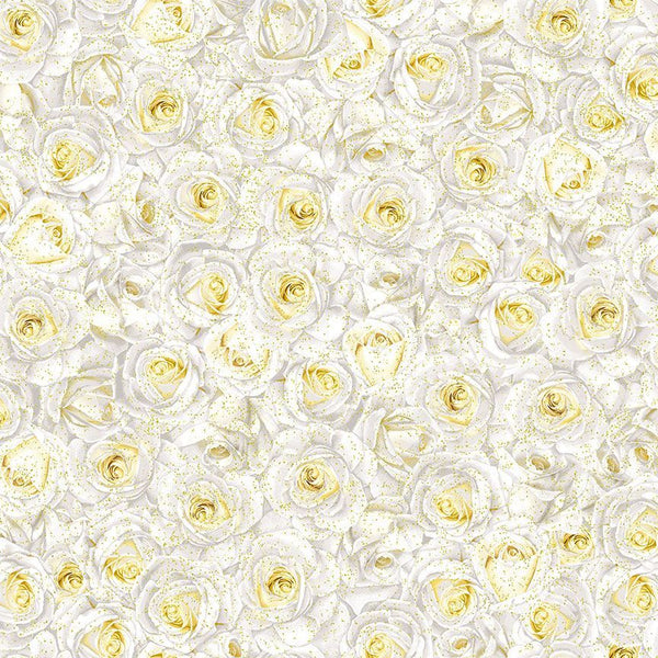 Winter Rose - Packed White Metallic Roses