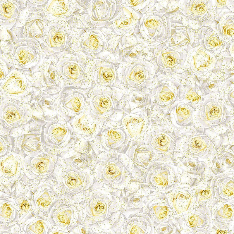 Winter Rose - Packed White Metallic Roses