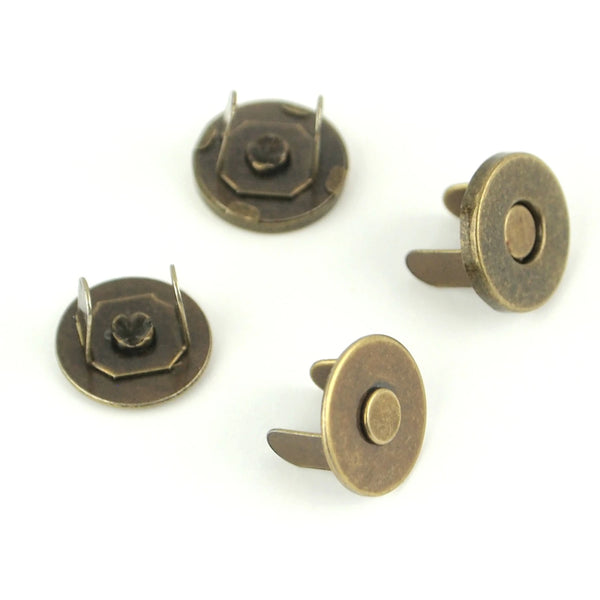 Two Magnetic Snaps 1/2" Antique