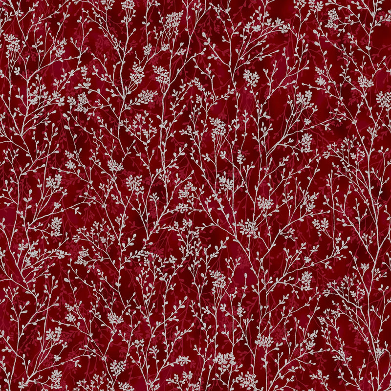 Cotton & Pine - Crimson/Silver Branches