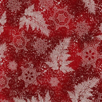 Holiday Flourish Metallic 12 - Cranberry/Silver Leaves