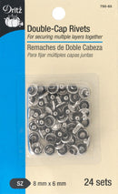 Double-Cap Rivets 8mm x 6mm 24 Sets Nickel